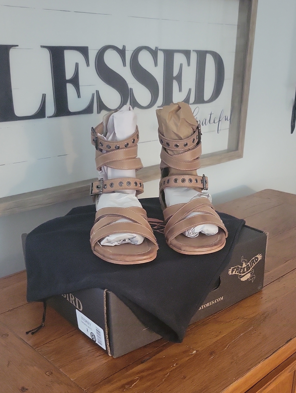 Freebird Sydney Natural Multi-Strap Gladiator Sandals